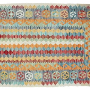 Green Kilim rug Afghan old style
