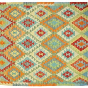 Green Kilim rug Afghan old style