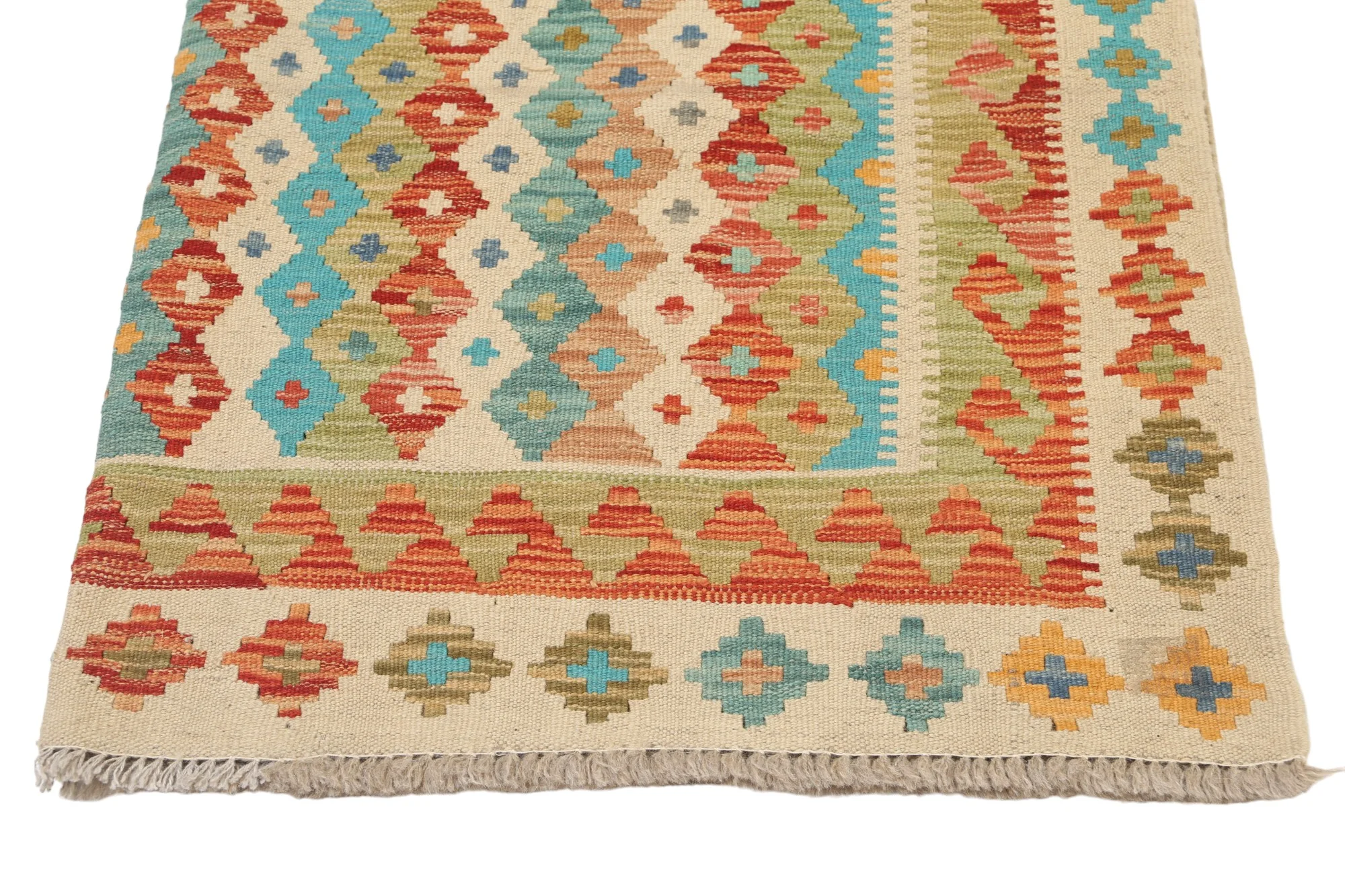 Beige Kilim rug Afghan old style - Image 4