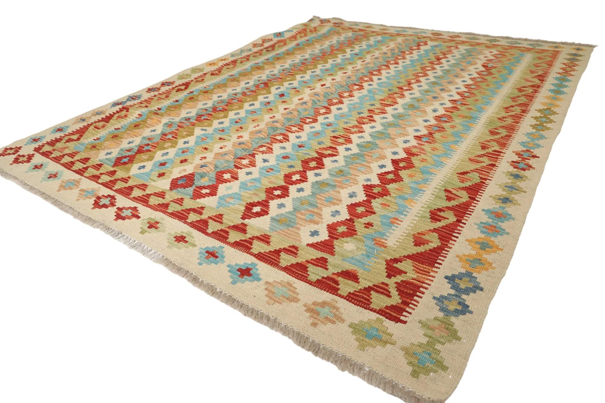 Beige Kilim rug Afghan old style - Image 8