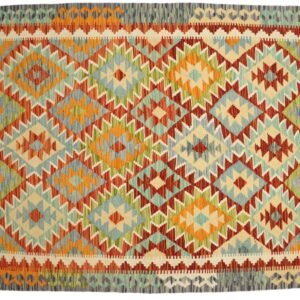 Green Kilim rug Afghan old style