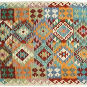 Orange Kilim rug Afghan old style