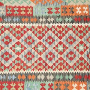 Green Kilim rug Afghan old style