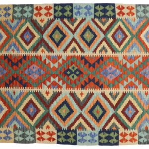 Orange Kilim rug Afghan old style