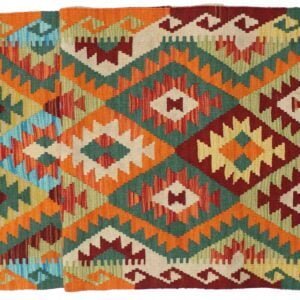 Green stair and hallway runner kilim