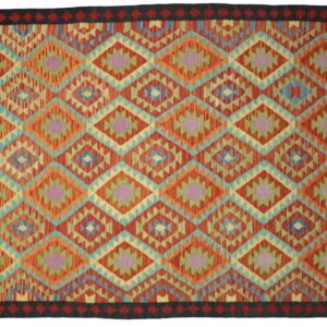 Orange Kilim rug Afghan old style