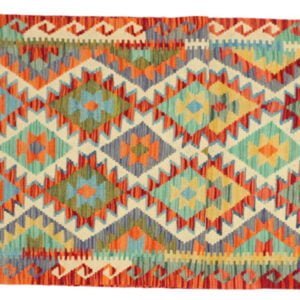 Green stair and hallway runner kilim