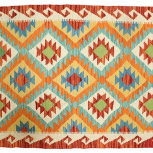Orange Kilim rug Afghan old style