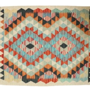 Green Kilim rug Afghan old style