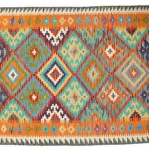 Orange Kilim rug Afghan old style