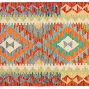 Green Runner rug kilim