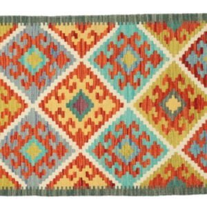 Green Runner rug kilim