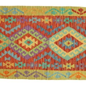 Green Runner rug kilim