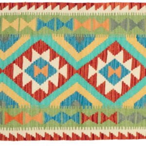 Green Runner rug kilim