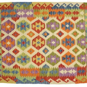 Green Kilim rug Afghan old style