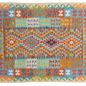 Orange Kilim rug Afghan old style