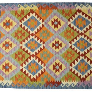 Green Kilim rug Afghan old style