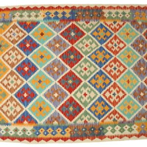 Green Kilim rug Afghan old style