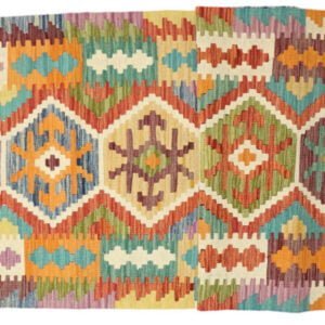 Green Runner rug kilim