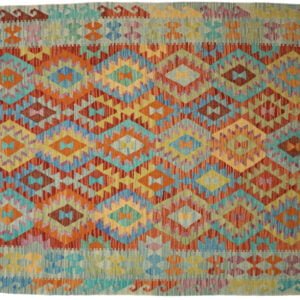 Orange Kilim rug Afghan old style