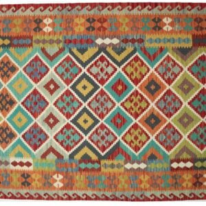Orange Kilim rug Afghan old style