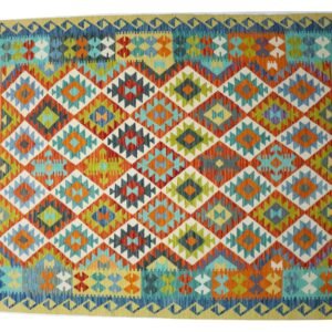 Green Kilim rug Afghan old style