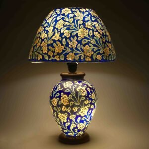 Blue Camel Skin Bedside Table Ambient Lamp Handpainted