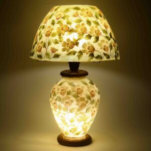 Floral Handpainted and Handmade Camel Skin Lamp