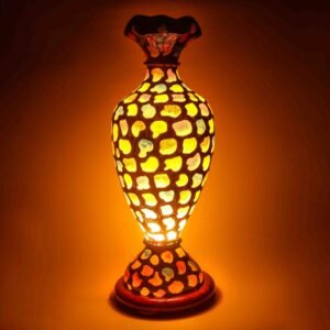 Illimunated Vase Camel Skin Shelf and Floor Lamp