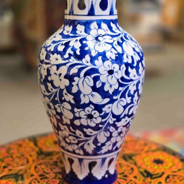 Flower Vase Blue Pottery - Image 2