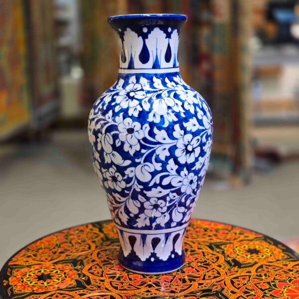 Flower Vase Blue Pottery - Image 3