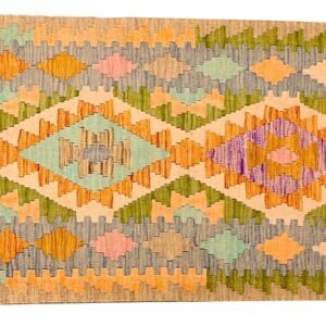 Runner Rug Kilim Exquisite Design for Hallway, Bedroom or Living room. Handwoven Wool Rug, Reversible and Organically Dyed Permanent Colors