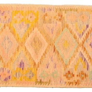 Runner Rug Kilim Exquisite Design for Hallway, Bedroom or Living room. Handwoven Wool Rug, Reversible and Organically Dyed Permanent Colors