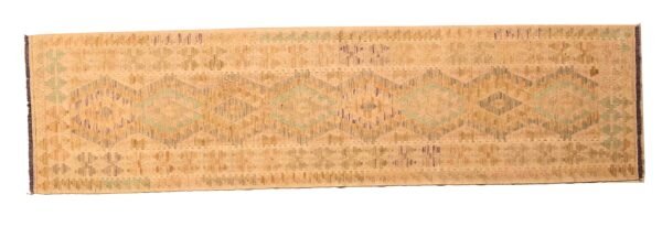 Runner Rug Kilim Exquisite Design for Hallway, Bedroom or Living room. Handwoven Wool Rug, Reversible and Organically Dyed Permanent Colors