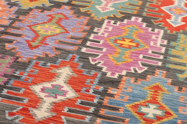 Custom Designed Large Kilim Rug with Warm and Vibrant Patterns - Image 5