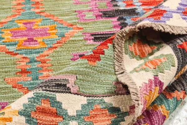 Custom Designed Large Kilim Rug with Warm and Vibrant Patterns - Image 4