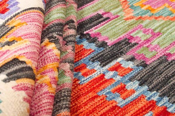 Custom Designed Large Kilim Rug with Warm and Vibrant Patterns - Image 3