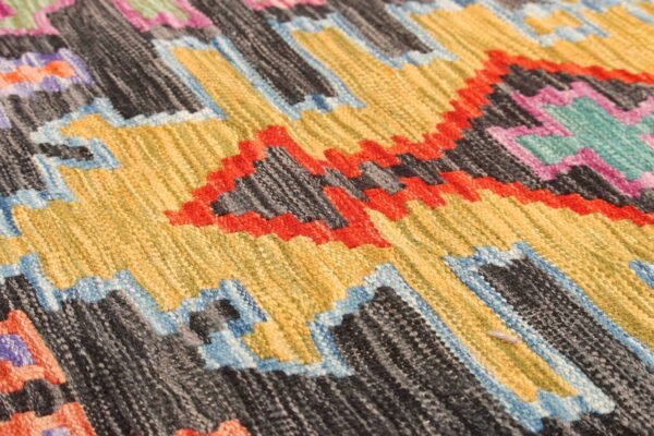 Custom Designed Large Kilim Rug with Warm and Vibrant Patterns - Image 2