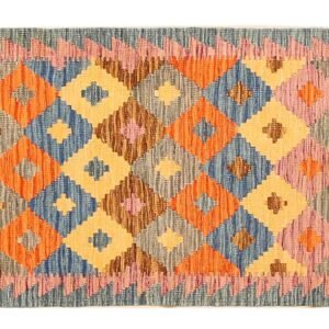 Runner Rug Kilim Exquisite Design for Hallway, Bedroom or Living room. Handwoven Wool Rug, Reversible and Organically Dyed Permanent Colors