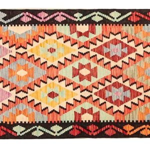 Runner Rug Kilim Exquisite Design for Hallway, Bedroom or Living room. Handwoven Wool Rug, Reversible and Organically Dyed Permanent Colors