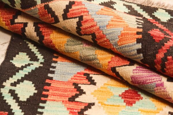 Runner Rug Kilim Exquisite Design for Hallway, Bedroom or Living room. Handwoven Wool Rug, Reversible and Organically Dyed Permanent Colors - Image 5