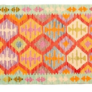 Runner Rug Kilim Exquisite Design for Hallway, Bedroom or Living room. Handwoven Wool Rug, Reversible and Organically Dyed Permanent Colors