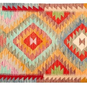 Runner Rug Kilim Exquisite Design for Hallway, Bedroom or Living room. Handwoven Wool Rug, Reversible and Organically Dyed Permanent Colors