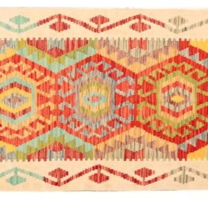 Runner Rug Kilim Exquisite Design for Hallway, Bedroom or Living room. Handwoven Wool Rug, Reversible and Organically Dyed Permanent Colors