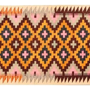 Runner Rug Kilim Exquisite Design for Hallway, Bedroom or Living room. Handwoven Wool Rug, Reversible and Organically Dyed Permanent Colors