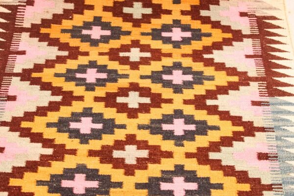 Runner Rug Kilim Exquisite Design for Hallway, Bedroom or Living room. Handwoven Wool Rug, Reversible and Organically Dyed Permanent Colors - Image 2