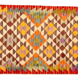 Runner Rug Kilim Exquisite Design for Hallway, Bedroom or Living room. Handwoven Wool Rug, Reversible and Organically Dyed Permanent Colors