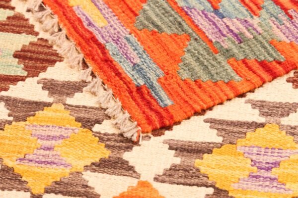 Runner Rug Kilim Exquisite Design for Hallway, Bedroom or Living room. Handwoven Wool Rug, Reversible and Organically Dyed Permanent Colors - Image 3