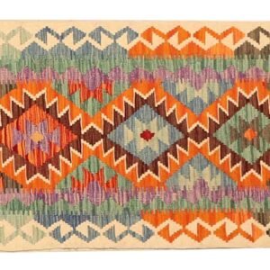 Runner Rug Kilim Exquisite Design for Hallway, Bedroom or Living room. Handwoven Wool Rug, Reversible and Organically Dyed Permanent Colors